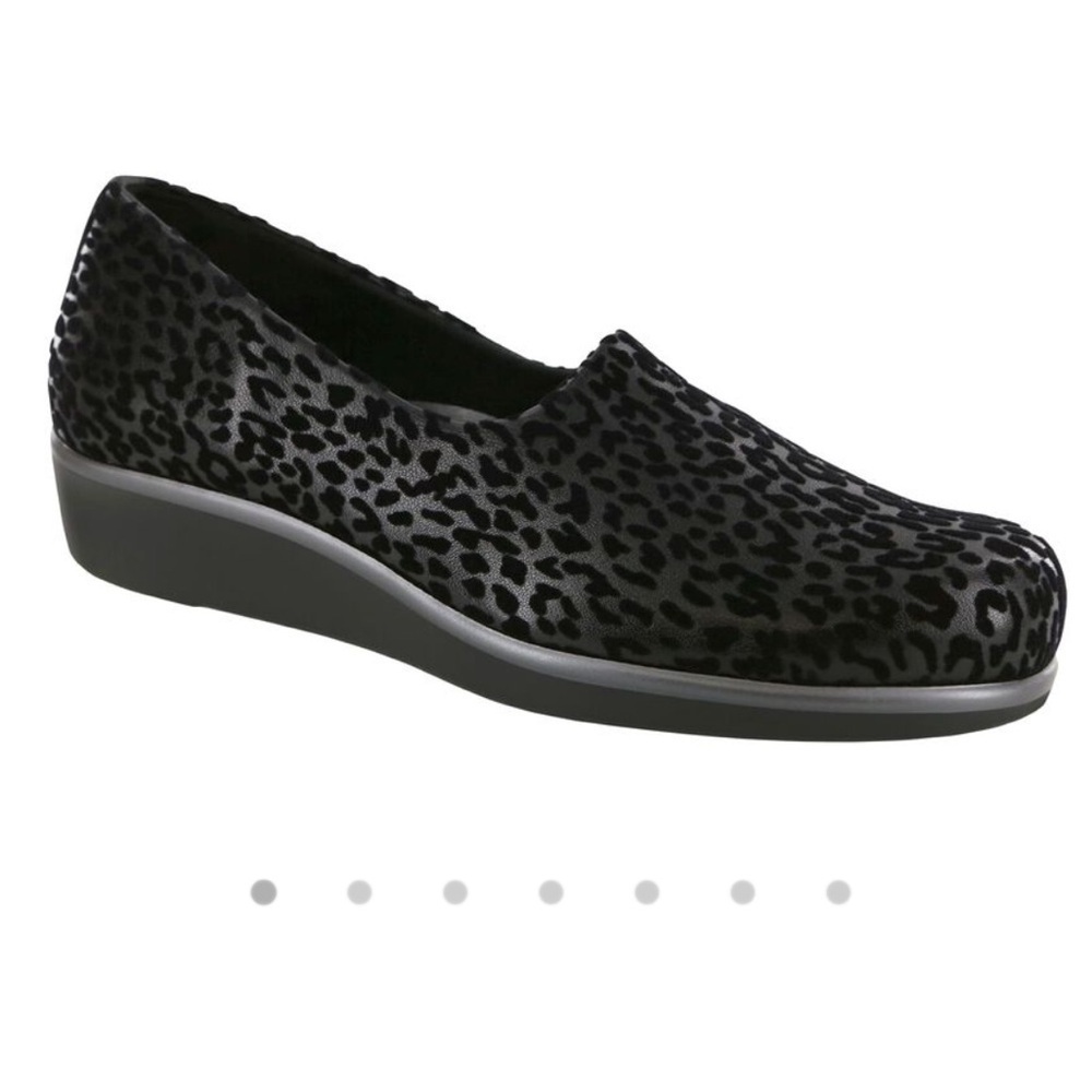 SAS‎ Bliss Wedge Velvet Black Leopard Print Slip-On Shoes 9W